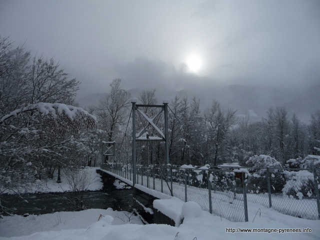 passerelle sur la neste d'Aure dans les Pyrénées